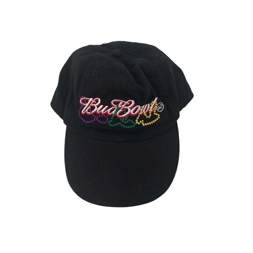 Bud Bowl 2002 Hat Vintage Y2K New Orleans Dad Hat Football Collectors Black Cap